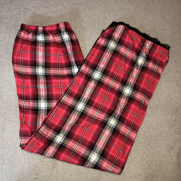 NWT VICTORIA’S SECRET Red Multicolor Plaid Loungewear Pajama Pants Size M - Picture 2 of 11